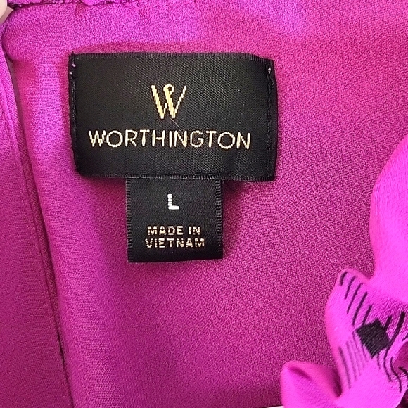 WORTHINGTON Sheer Long Sleeve Blouse Size L - Picture 2 of 11